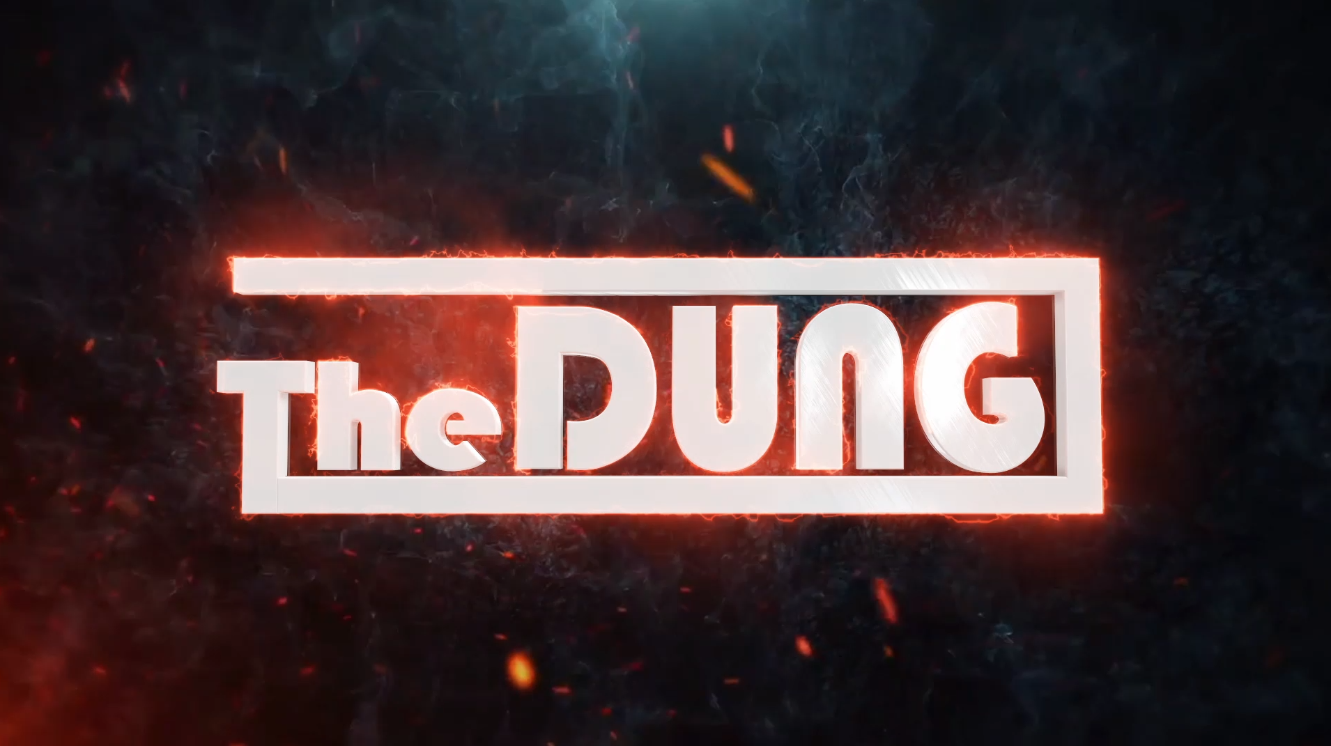 The dung logo on fire animation with smoke